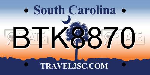 BTK8870 South Carolina License Plate