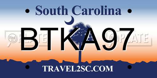 BTKA97 South Carolina License Plate