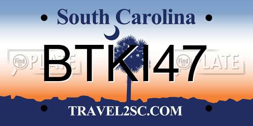 BTKI47 South Carolina License Plate