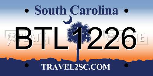 BTL1226 South Carolina License Plate