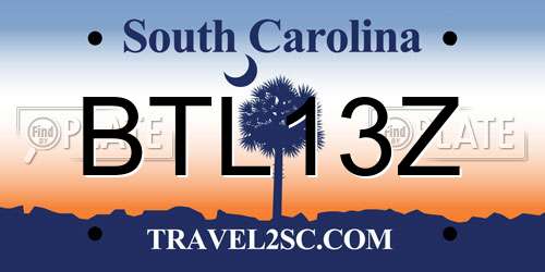 BTL13Z South Carolina License Plate