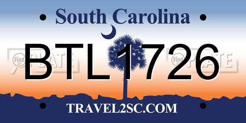 BTL1726 South Carolina License Plate