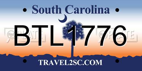 BTL1776 South Carolina License Plate