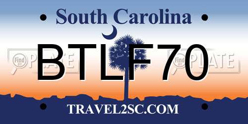 BTLF70 South Carolina License Plate