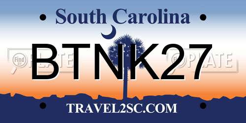 BTNK27 South Carolina License Plate