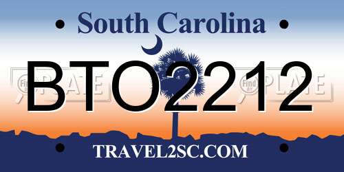 BTO2212 South Carolina License Plate