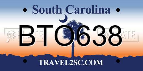 BTO638 South Carolina License Plate