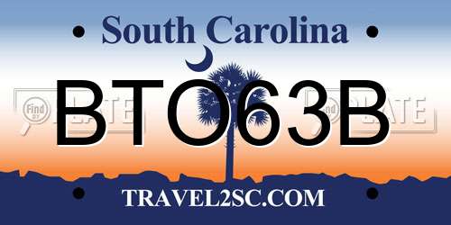 BTO63B South Carolina License Plate