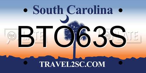 BTO63S South Carolina License Plate