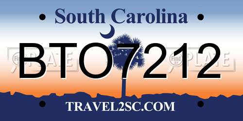BTO7212 South Carolina License Plate