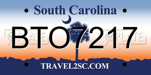 BTO7217 South Carolina License Plate