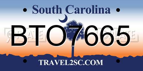 BTO7665 South Carolina License Plate