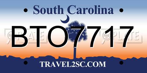 BTO7717 South Carolina License Plate