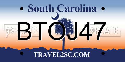 BTOJ47 South Carolina License Plate