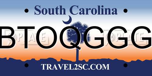 BTOQGGG South Carolina License Plate