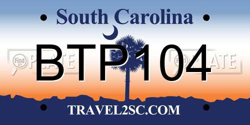 BTP104 South Carolina License Plate
