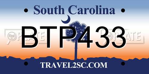 BTP433 South Carolina License Plate