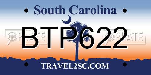 BTP622 South Carolina License Plate