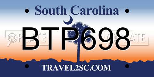 BTP698 South Carolina License Plate