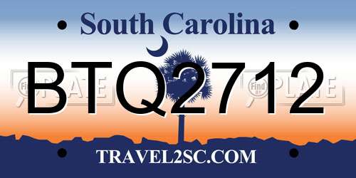 BTQ2712 South Carolina License Plate