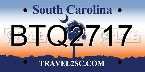 BTQ2717 South Carolina License Plate