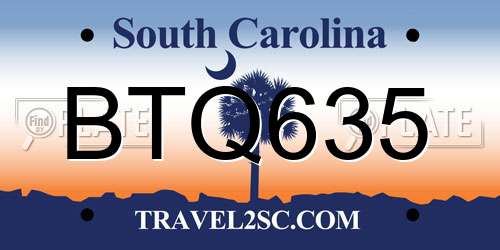 BTQ635 South Carolina License Plate