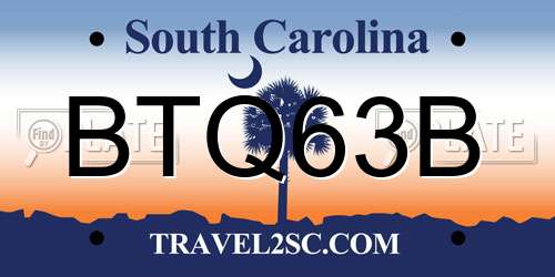 BTQ63B South Carolina License Plate