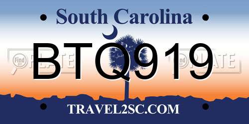 BTQ919 South Carolina License Plate
