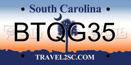 BTQG35 South Carolina License Plate
