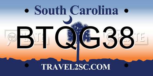 BTQG38 South Carolina License Plate