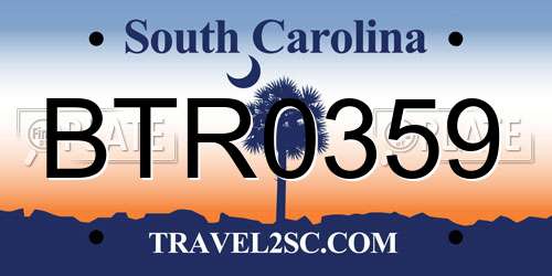 BTR0359 South Carolina License Plate