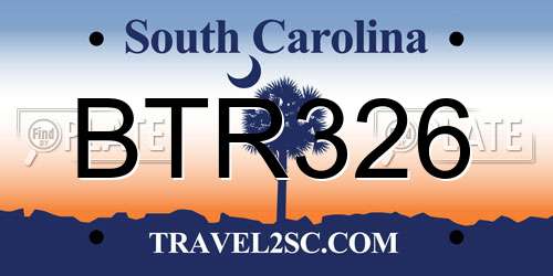 BTR326 South Carolina License Plate