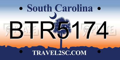 BTR5174 South Carolina License Plate