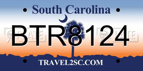 BTR8124 South Carolina License Plate
