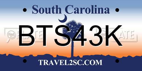 BTS43K South Carolina License Plate