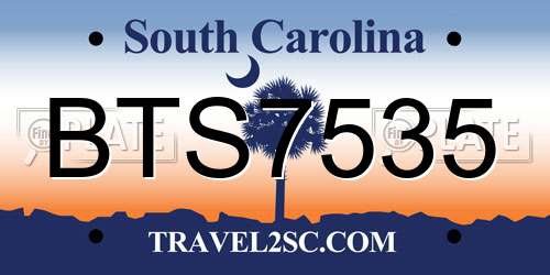 BTS7535 South Carolina License Plate