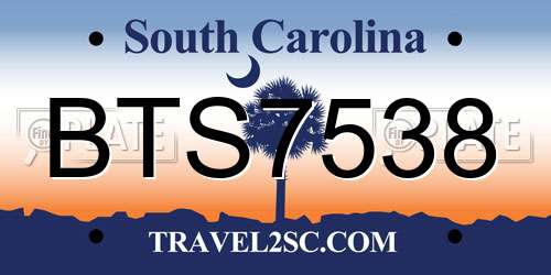 BTS7538 South Carolina License Plate