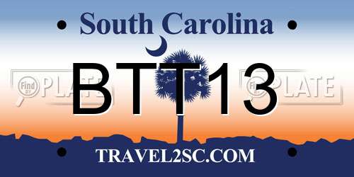 BTT13 South Carolina License Plate