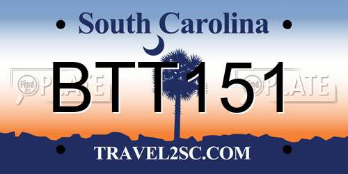 BTT151 South Carolina License Plate