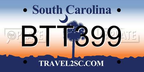BTT399 South Carolina License Plate