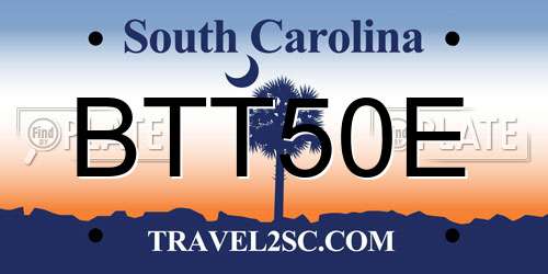 BTT50E South Carolina License Plate