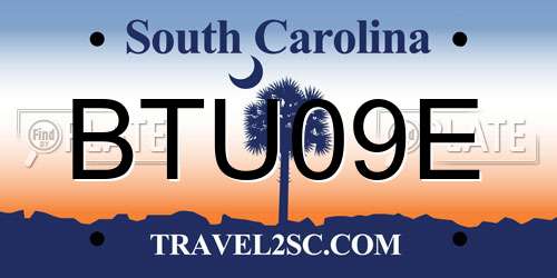 BTU09E South Carolina License Plate