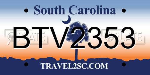 BTV2353 South Carolina License Plate