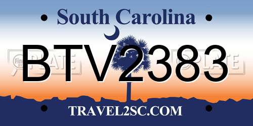 BTV2383 South Carolina License Plate