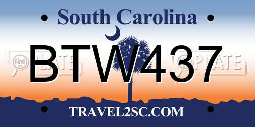BTW437 South Carolina License Plate