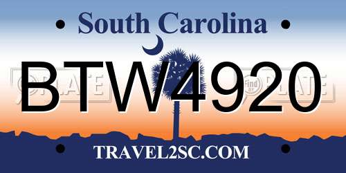 BTW4920 South Carolina License Plate