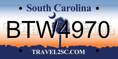 BTW4970 South Carolina License Plate