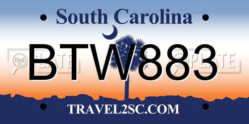 BTW883 South Carolina License Plate