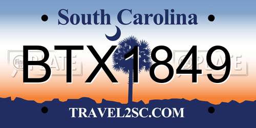 BTX1849 South Carolina License Plate