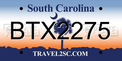 BTX2275 South Carolina License Plate